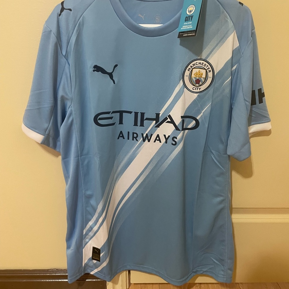 Omar Marmoush Man City Puma Light Blue Men's Jersey Size L - Picture 2 of 2